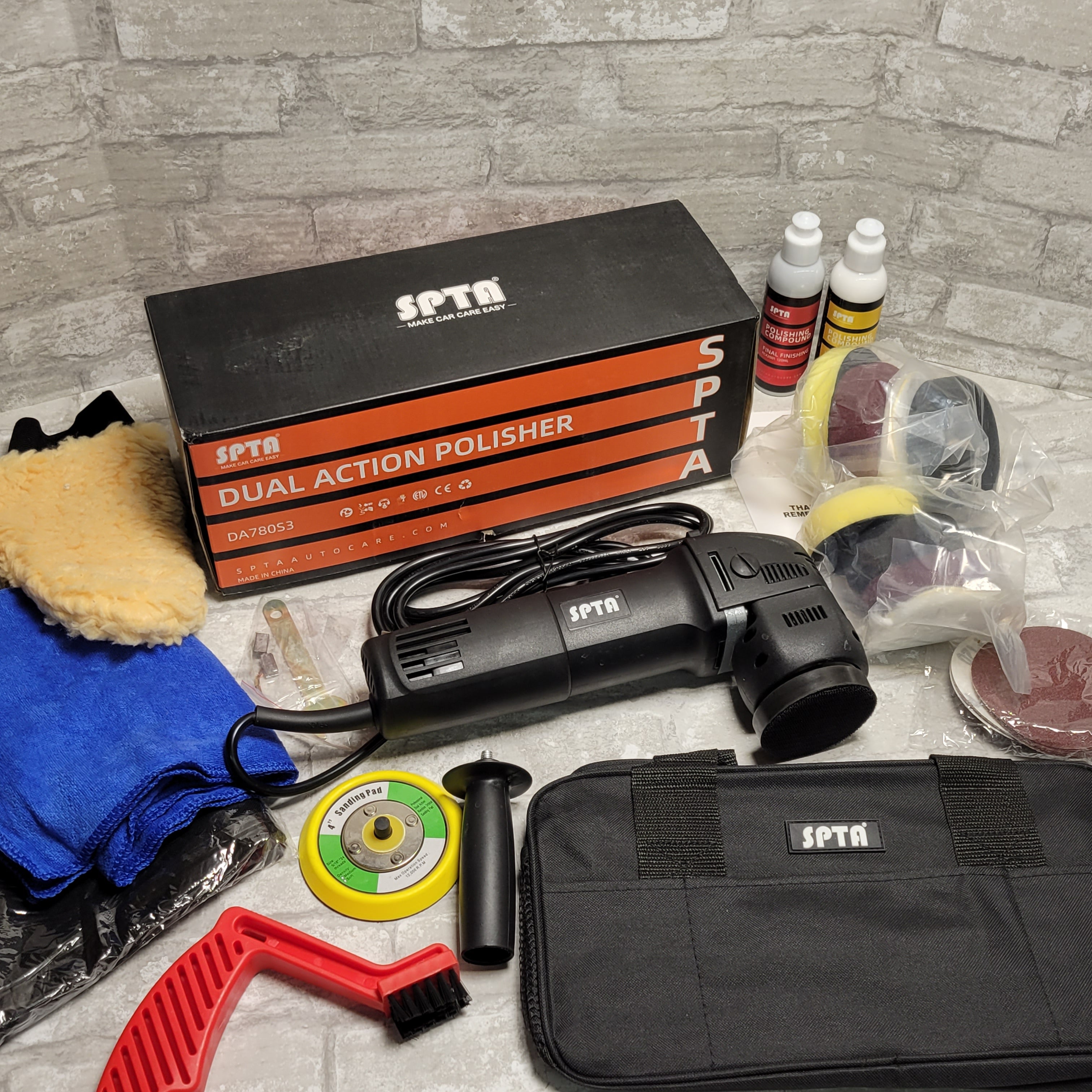 SPTA 3" Dual Action Orbital Variable Speed Car Buffer Polishing Machine Pads Kit (8029665755374)